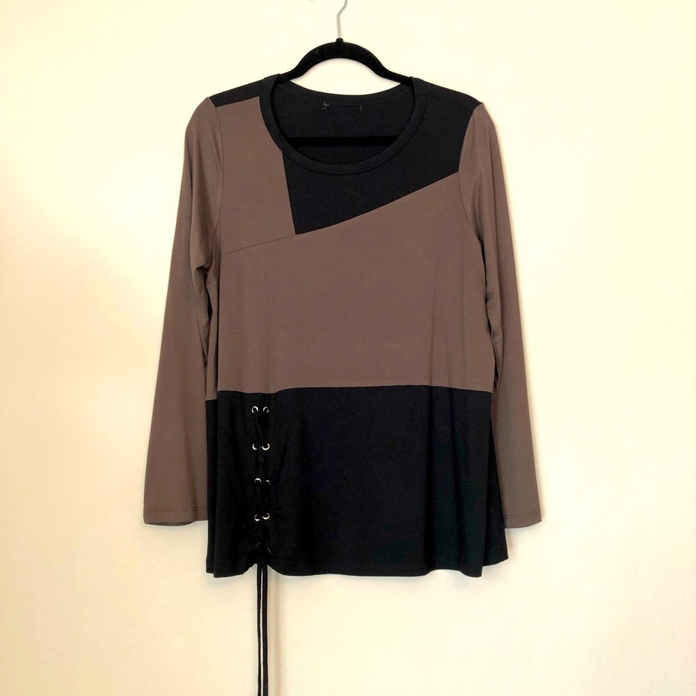 Taupe and black tunic with laced side